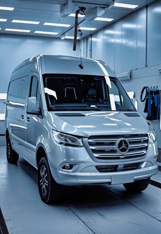 mercedes sprinter in paint booth Anaheim Hills Auto Body (1)